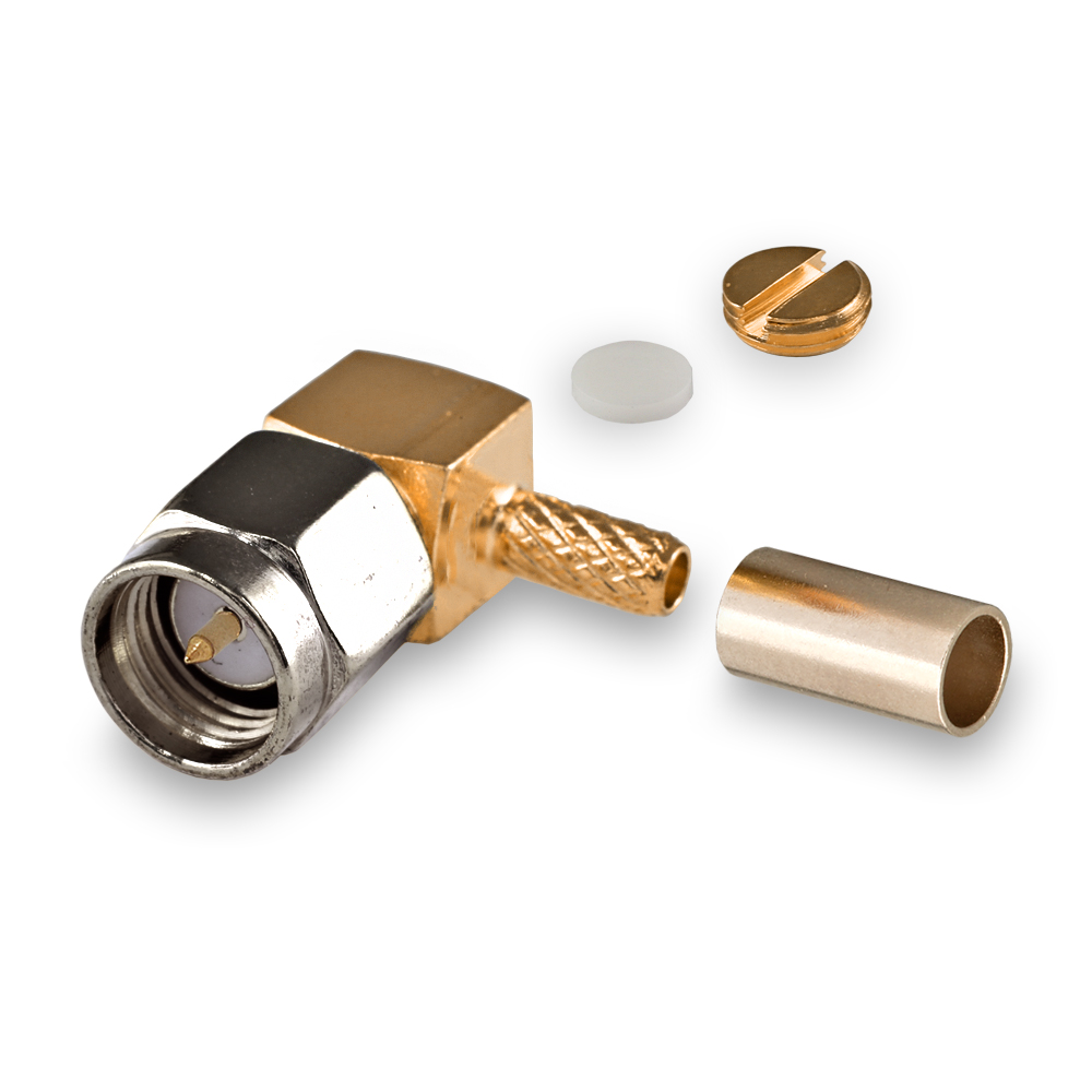 Разъем SMA(male) на кабель RG-316, угловой, обжимной до 6 ГГц