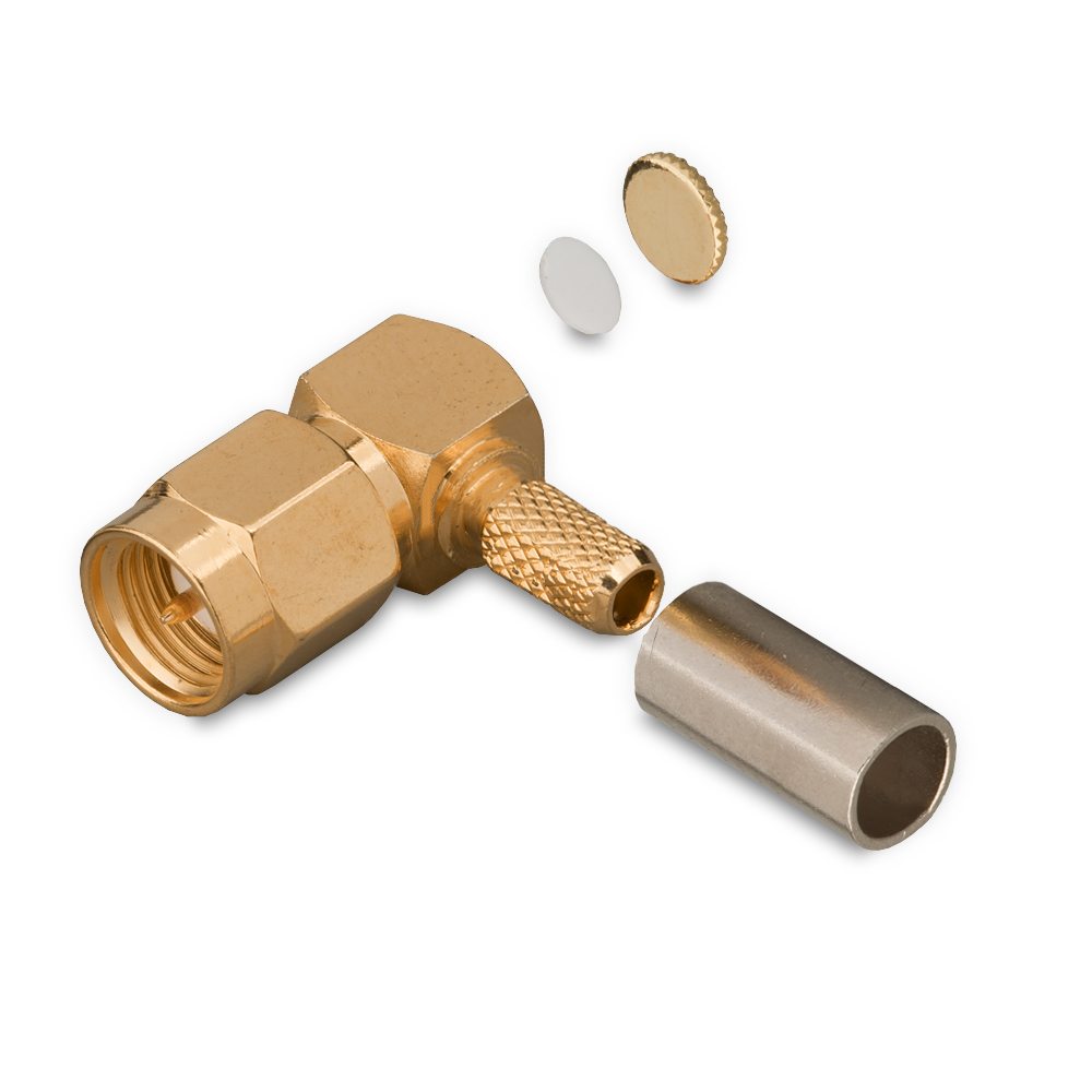 Разъем SMA(male) на кабель RG-316, обжимной, угловой, rev.H